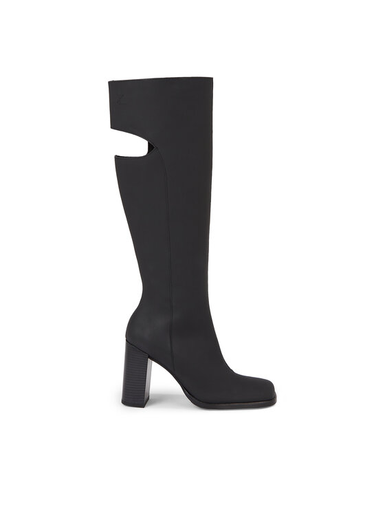 Cizme Calvin Klein Jeans Long Heel Zip Boot Cut Out Edgy YW0YW01253 Negru