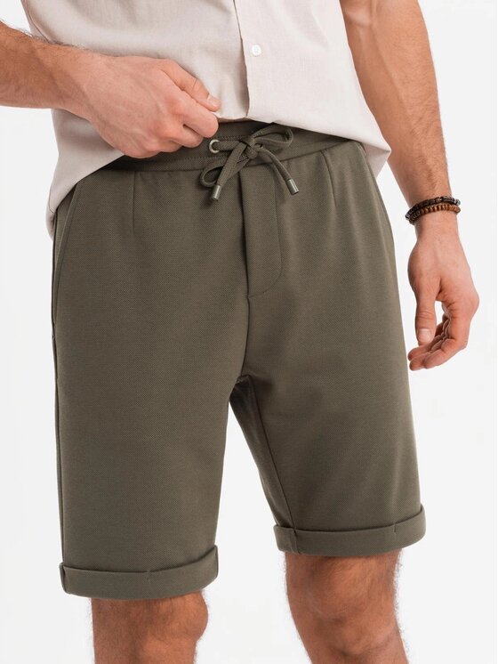 Ombre Ombre Szorty materiałowe OM-SRCS-0170 Zielony Regular Fit