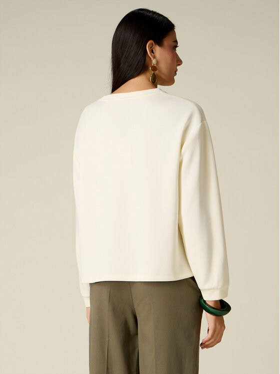 Oltre Oltre Bluza G867J004721N021 Biały Over Fit