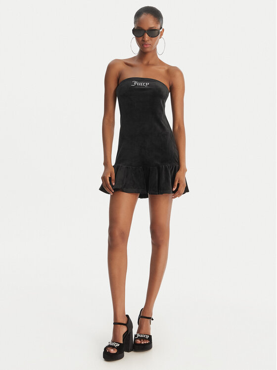 Juicy Couture Juicy Couture Každodenné šaty Ruffle JCWED126311 Čierna Slim Fit