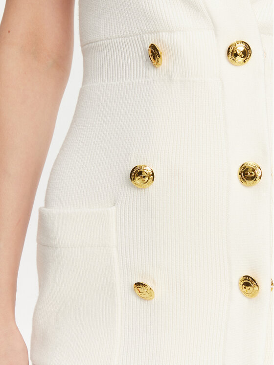 Elisabetta Franchi Elisabetta Franchi Sukienka dzianinowa AM-66S-51E2 Biały Regular Fit