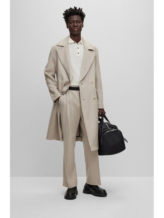 BOSS Boss Polo Boss Polo bianca in lana maniche lunghe Bianco Reglan Fit