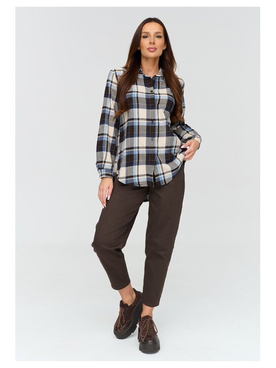 Makadamia Makadamia Koszula C75 Niebieski Loose Fit
