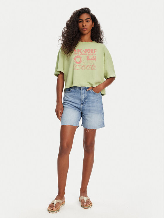 Billabong Billabong Tričko Sol Surf EBJZT00428 Zelená Oversize