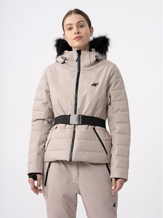 4F 4F Slidinėjimo striukė 4FAW23TTJAF337 Smėlio Slim Fit