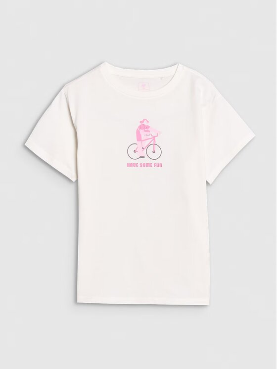 4F 4F T-Shirt 4FJRSS25TTSHF2645-11S Biały Regular Fit