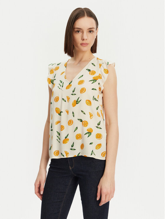 Pieces Pieces Blusa Nya 17147804 Écru Regular Fit