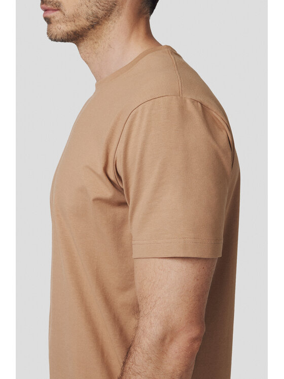 Lancerto Lancerto T-Shirt Koszulka Beżowa Bawełniana Kenneth TS073125000002 Beżowy Regular Fit