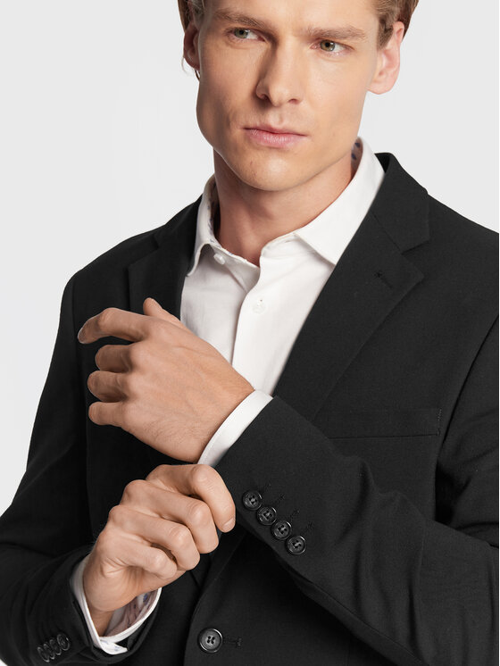 Lindbergh Lindbergh Öltöny 30-61040 Fekete Slim Fit