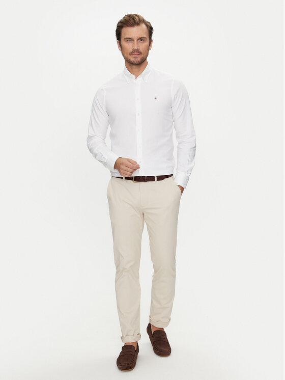Tommy Hilfiger Tommy Hilfiger Marškiniai MW0MW36369 Balta Slim Fit