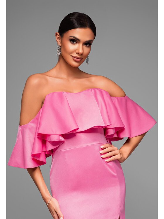 Ombre Ombre Sukienka koktajlowa LA-OM-DLR066 Różowy Regular Fit