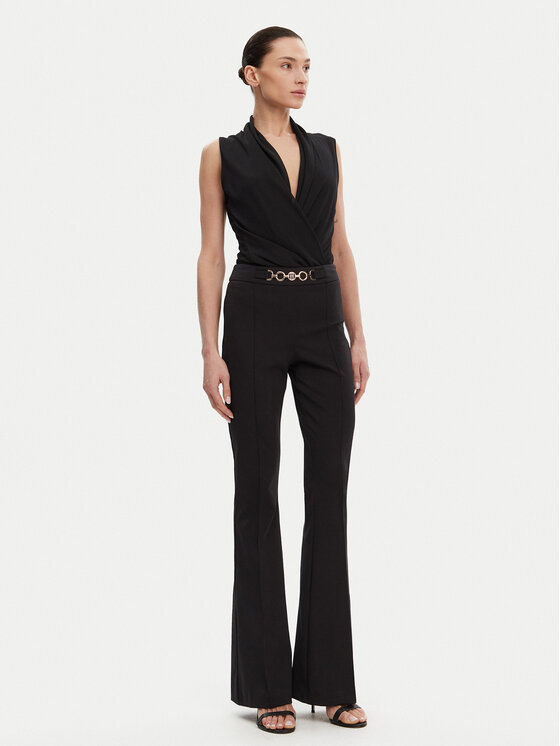 Fracomina Fracomina Kalhoty z materiálu FR25SVA006W51501 Černá Flare Fit