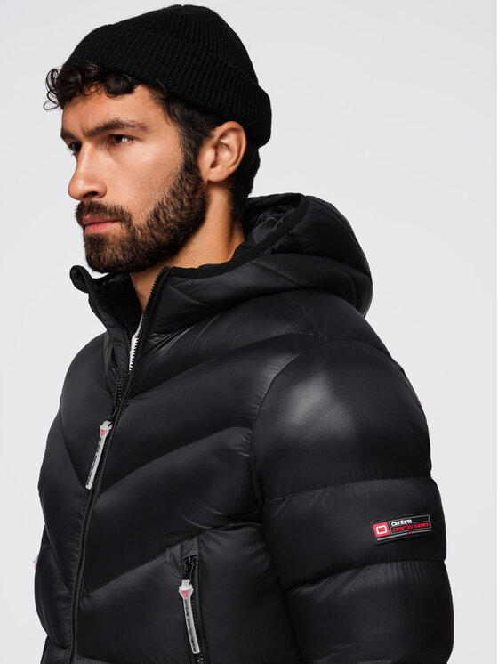 Ombre Ombre Kurtka przejściowa OM-JAHP-0303 Czarny Regular Fit
