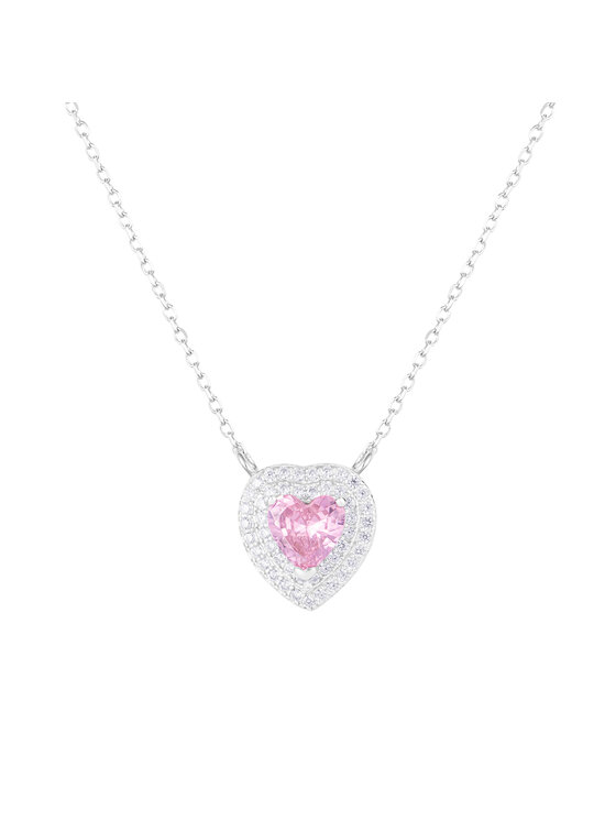 ICED STUFF ICED STUFF Ogrlica Love Heart Pink Belo zlato