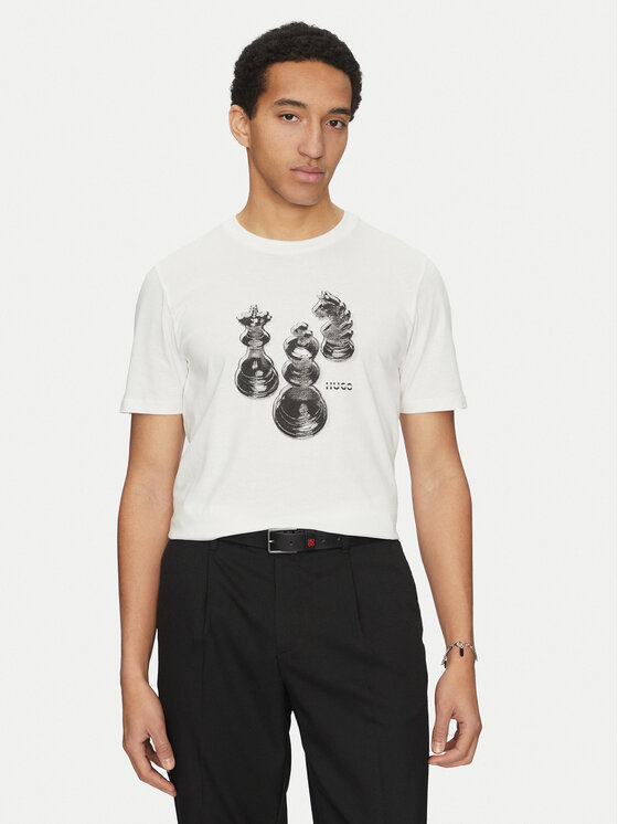 HUGO HUGO T-Shirt Dischach 50532918 Bílá Regular Fit