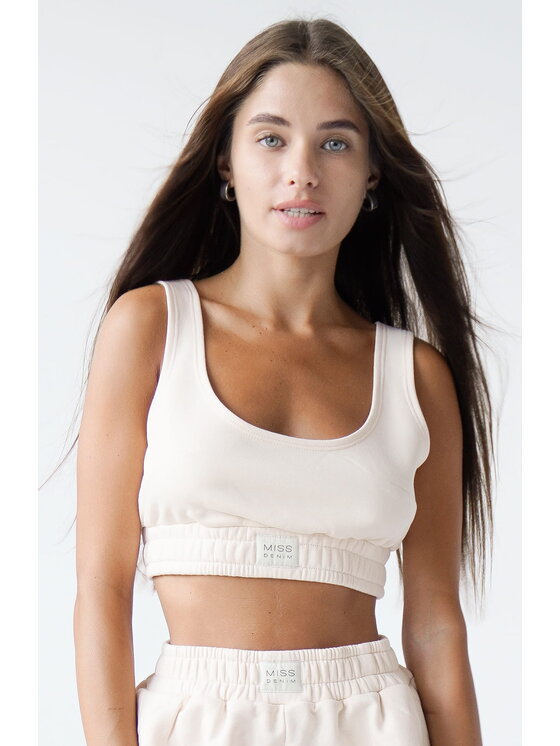 MissDenim MissDenim Top Flippy Top Beżowy Basic Fit