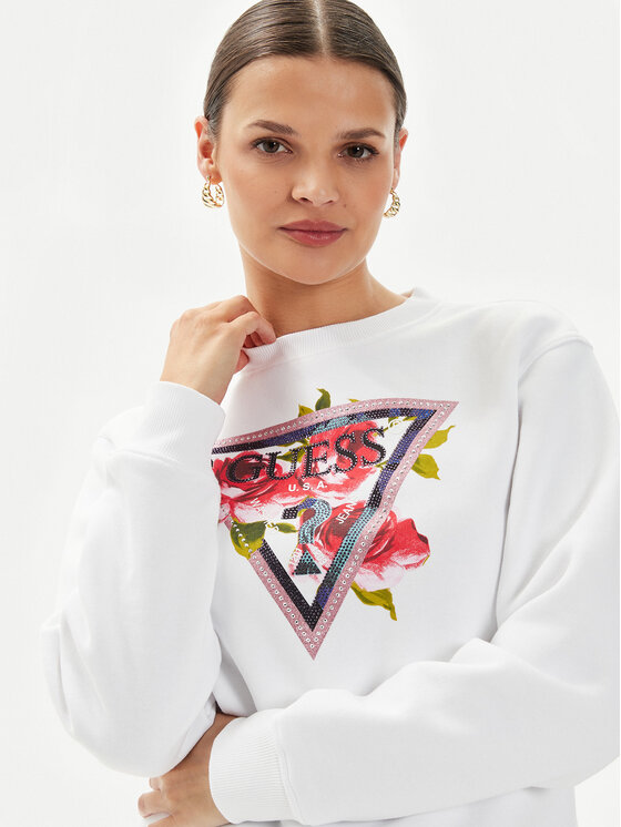 Guess Guess Μπλούζα W4YQ26 K9Z21 Λευκό Regular Fit