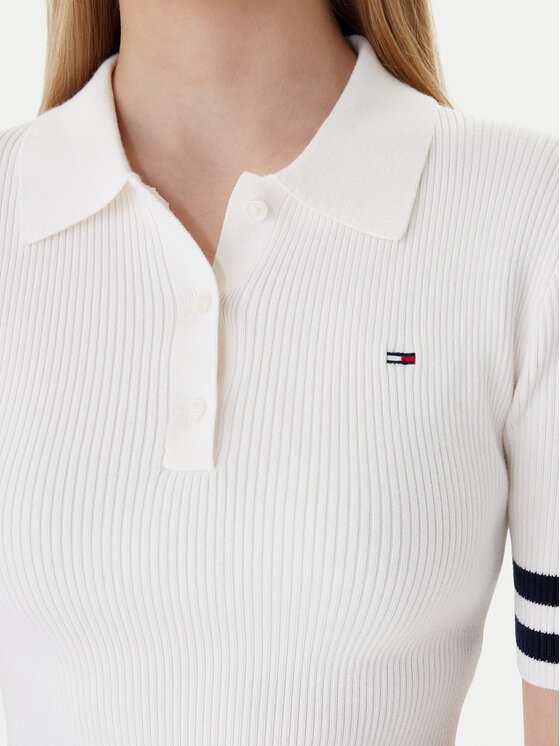 Tommy Jeans Tommy Jeans Pletena obleka DW0DW22106 Écru Slim Fit