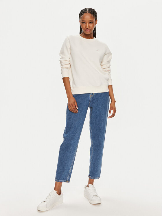 Tommy Jeans Tommy Jeans Felpa Flag DW0DW19726 Écru Regular Fit