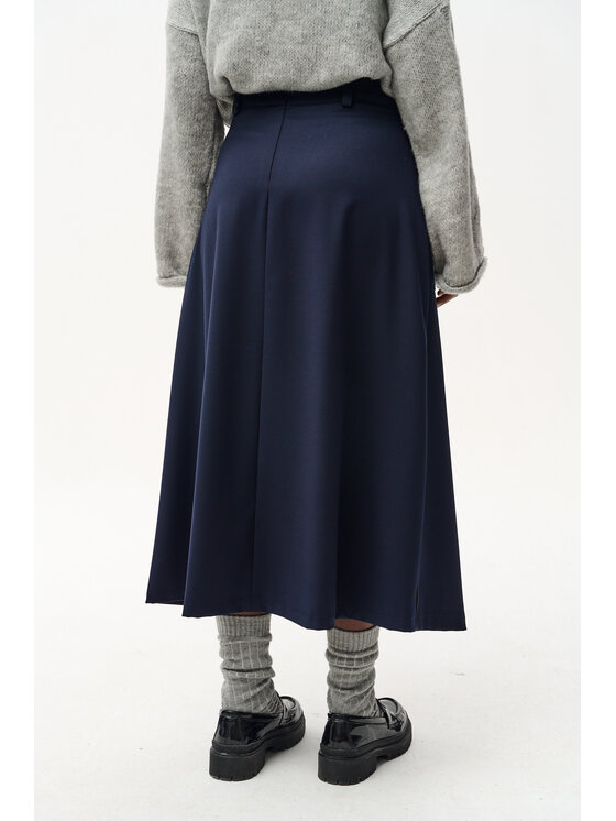 blue shadow blue shadow Spódnica trapezowa Spódnica midi z kieszeniami Kimbra Dark Navy - 44 Granatowy Regular Fit