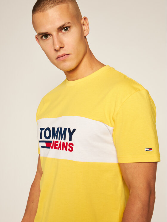 Tommy Jeans Marškinėliai Pieced Band Logo Tee DM0DM08360 Geltona Regular  Fit • Modivo.lt
