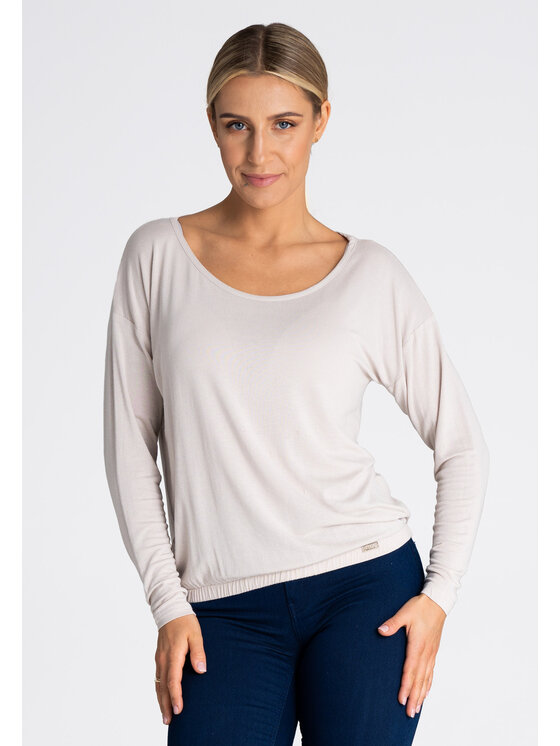 FIGL FIGL Bluzka M981 Beżowy Regular Fit