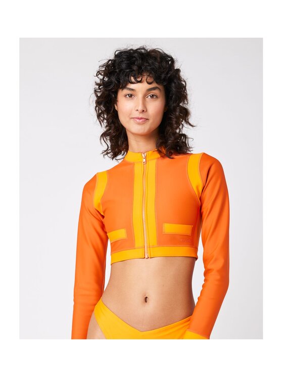 Rip Curl Rip Curl Góra od bikini Mirage Coco Ls Crop Top Zipped Pomarańczowy