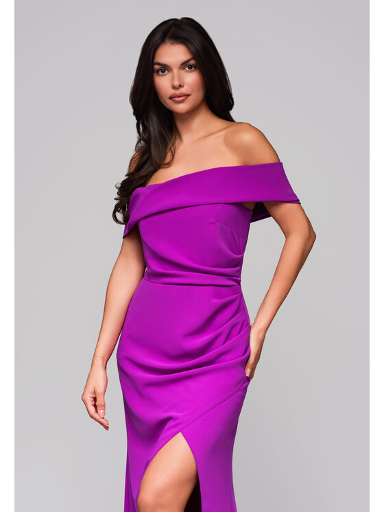 Ombre Ombre Sukienka wieczorowa LA-OM-DLR232 Fioletowy Regular Fit