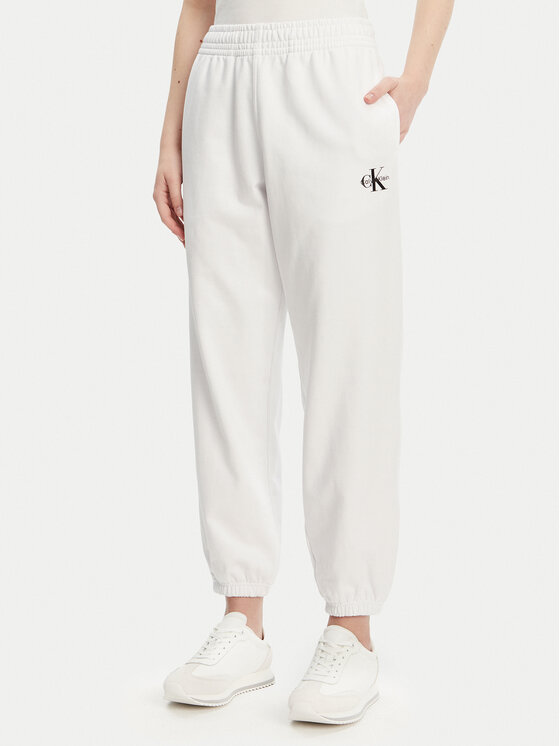Calvin Klein Jeans Teplákové nohavice Monologo LV047B235G Biela Regular Fit