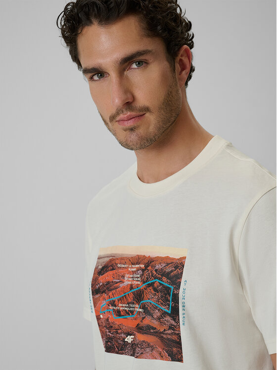 4F 4F T-Shirt LIMITLESS DESERT Biały Regular Fit