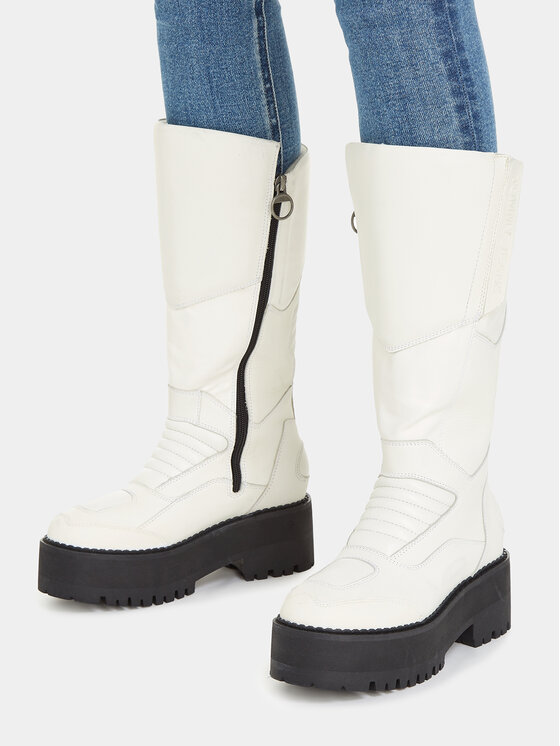 Tommy Jeans Tommy Jeans Μπότες Tjw Long Shaft Biker Boot EN0EN02376 Λευκό