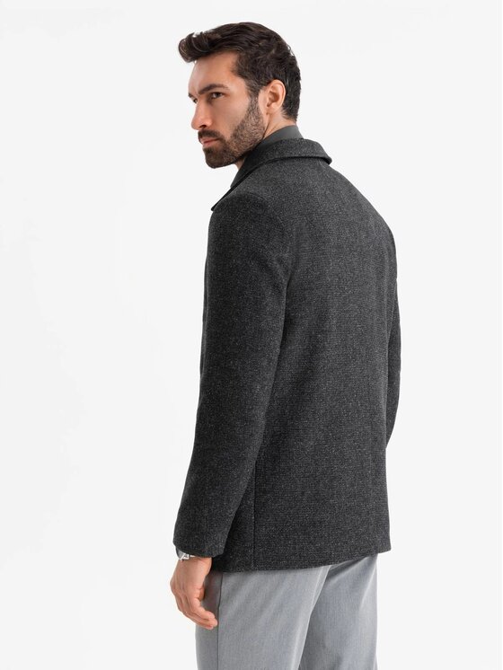 Ombre Ombre Płaszcz OM-COWC-0115 Szary Regular Fit