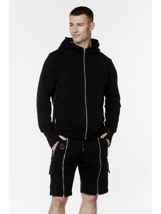Pilawski Pilawski Bluza BLUZA CZARNA NA ZAMEK MĘSKA Czarny Oversize