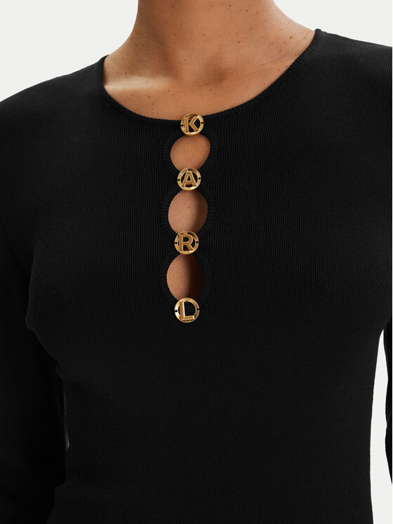 KARL LAGERFELD KARL LAGERFELD Плетена рокля B1W13003 Черен Regular Fit
