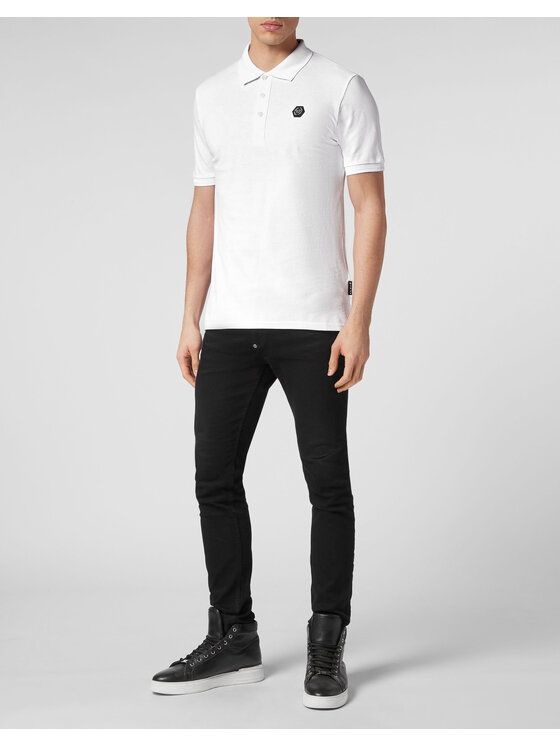 PHILIPP PLEIN PHILIPP PLEIN Polo 28536 Biały Slim Fit