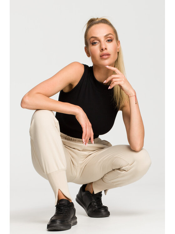 Made of Emotion Made of Emotion Spodnie dresowe M692 Beżowy Active Fit