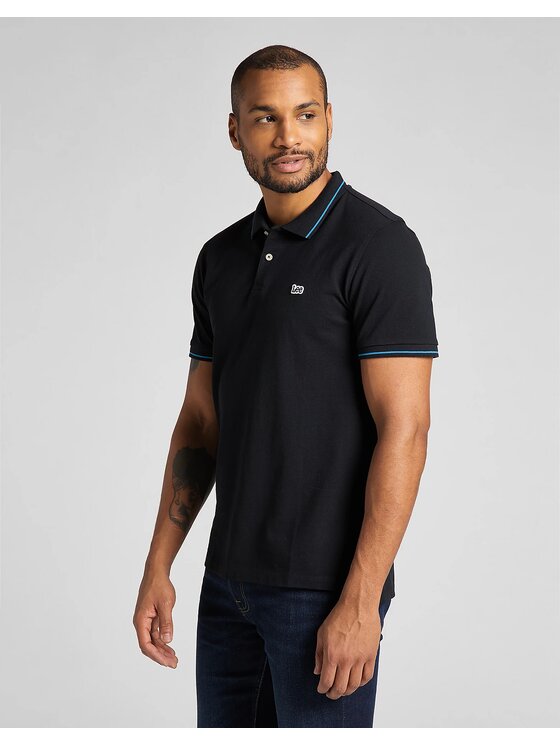 Lee Lee T-Shirt PIQUE POLO Czarny Regular Fit