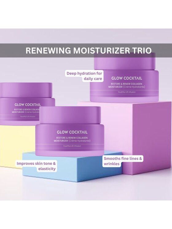 Glow Cocktail Glow Cocktail x Restore & Renew Collagen Moisturizer 50ml Zestaw do pielęgnacji skóry