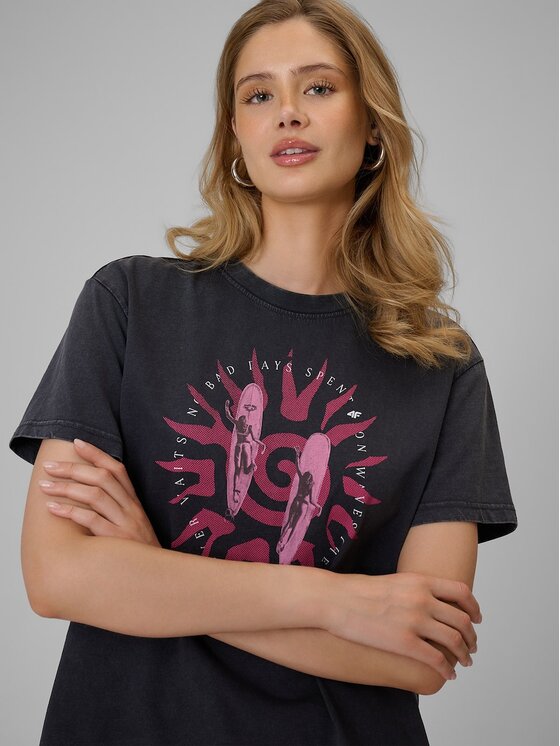 4F 4F T-Shirt 4FRSS26TTSHF4517-20S Czarny Relaxed Fit