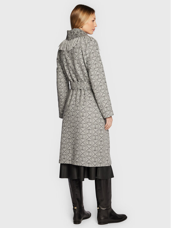 TWINSET TWINSET Płaszcz wełniany 222TT2290 Szary Regular Fit