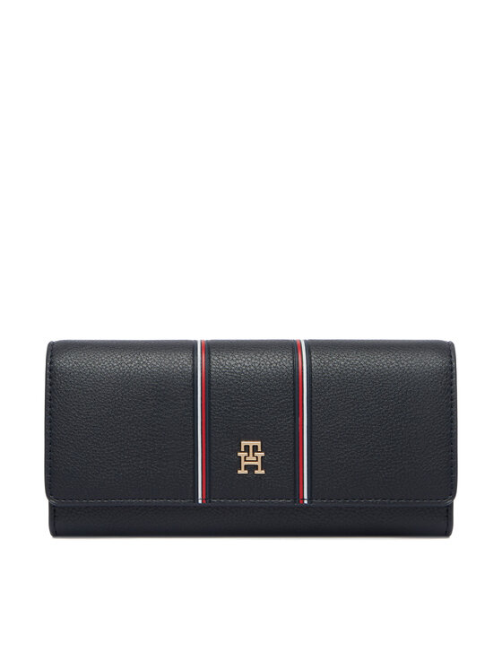 Tommy Hilfiger Peňaženka Th Icon Lrg Flap Wallet Corp AW0AW18656 Tmavomodrá