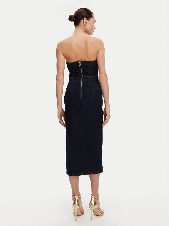 Fracomina Fracomina Džínové šaty FR25SD4010D46093 Tmavomodrá Slim Fit
