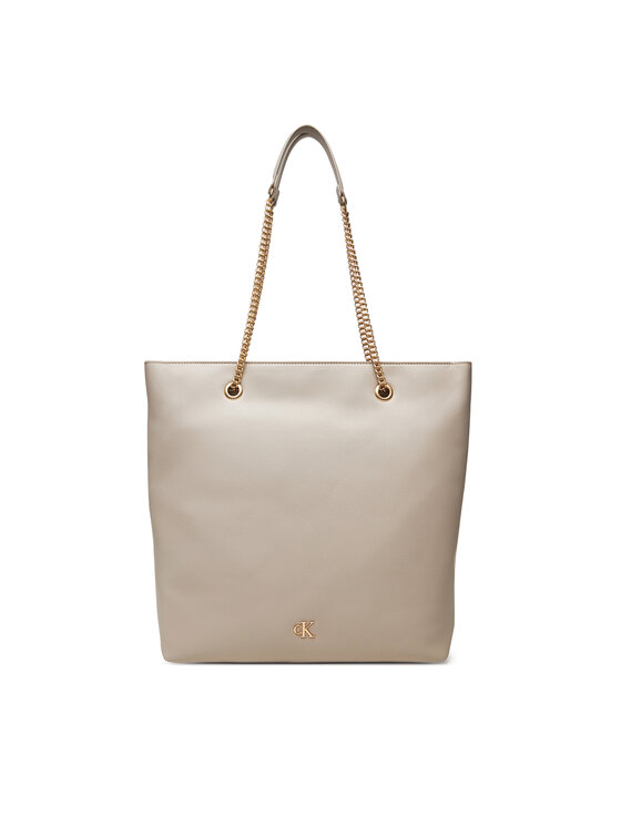 Geantă Calvin Klein Minimal Monogram Chain Tote LV04F3204G Bej