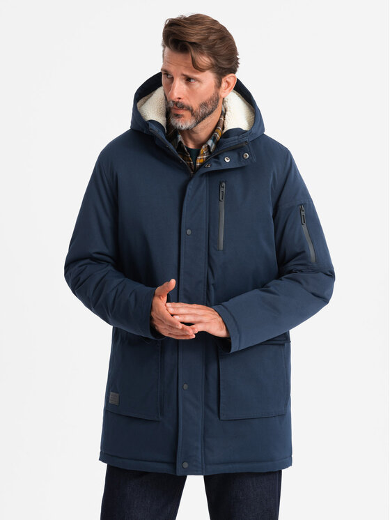 Ombre Ombre Parka 1OM-JALJ-018 Granatowy Regular Fit