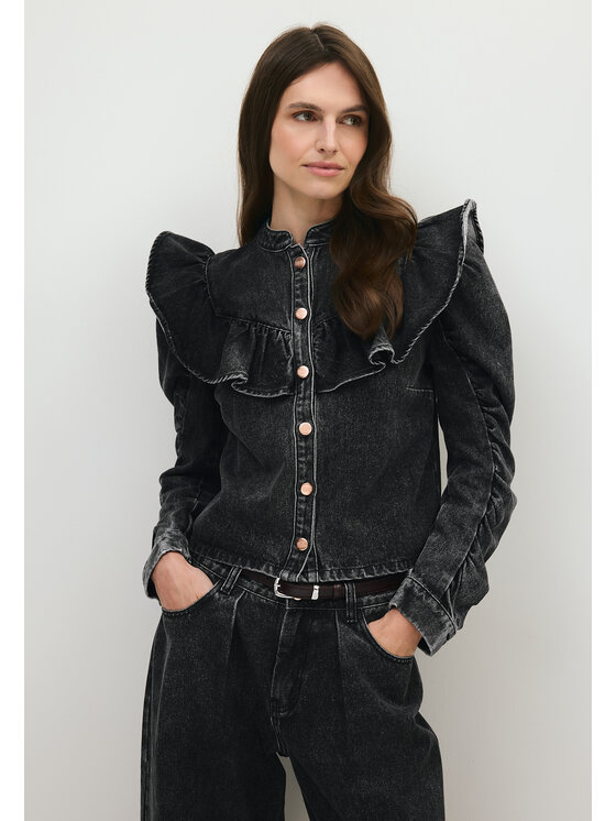 BIZUU BIZUU Koszula jeansowa DILETTA DENIM SHIRT Szary Standard Fit