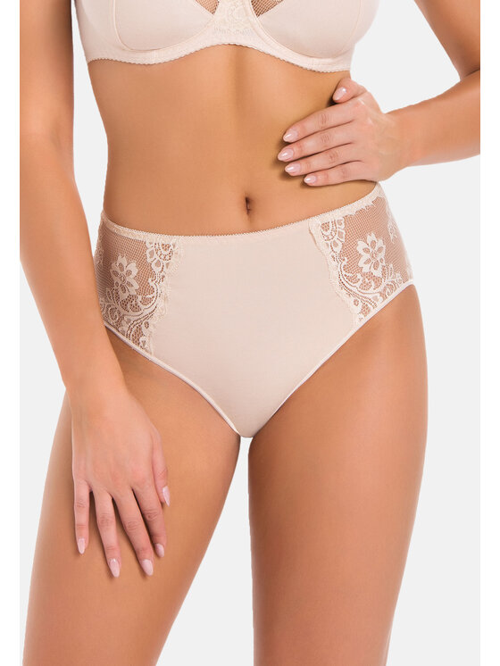 Figi klasyczne z wysokim stanem, rozmiar XS, Beżowe, 22