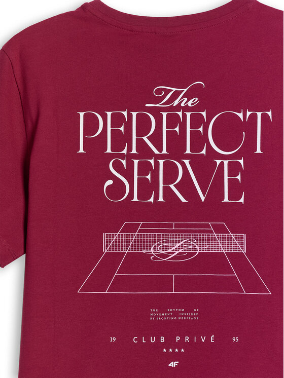 4F 4F T-Shirt COURT SOCIETY Bordowy Relaxed Fit