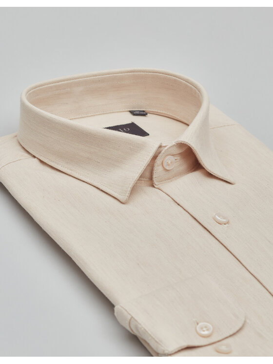 Borgio Borgio Koszula flero_00623 Beżowy Slim Fit