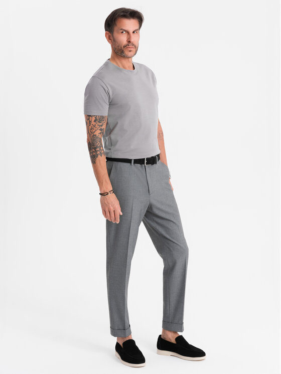 Ombre Ombre T-Shirt OM-TSBS-0146 Szary Regular Fit