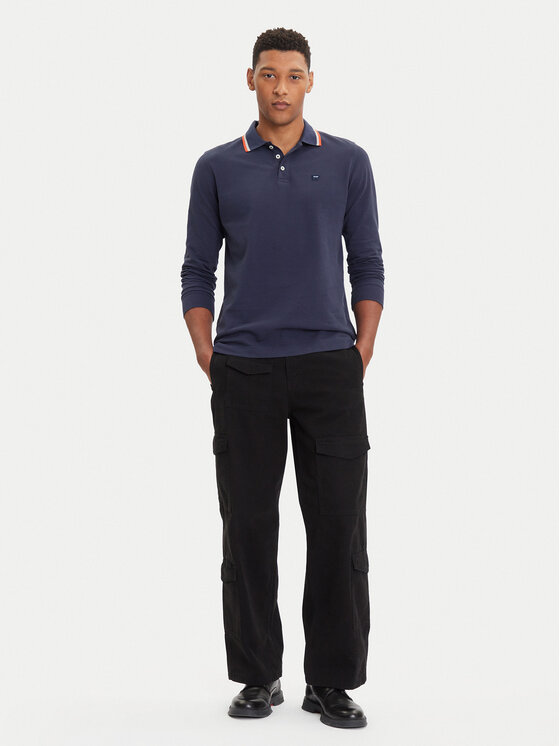 Wrangler Wrangler Тениска с яка и копчета 112371506 Тъмносин Regular Fit